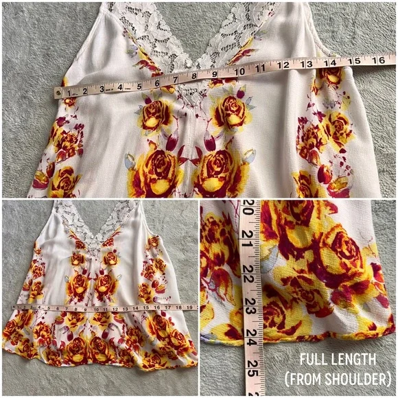 Free People Intimately Morning Rose Sleeveless Floral Lace Bohemian Cami Top - Picture 12 of 12